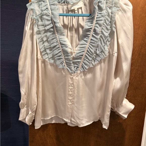 The Great The Ruffled Tuxedo Top Silver/Icy Blue NWOT - Picture 4 of 6